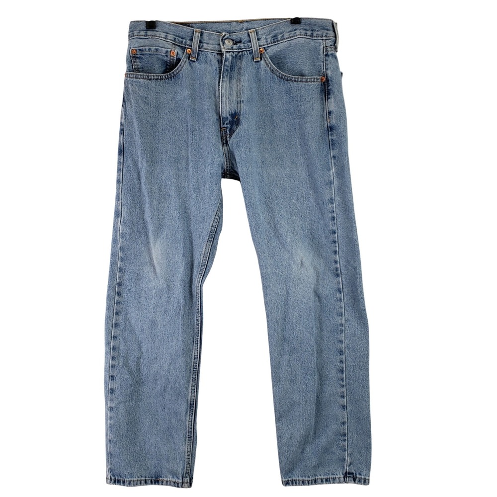 Levis 505 Regular Jeans Mens 34x30 (Fits 35x28) Light Wash Straight Denim